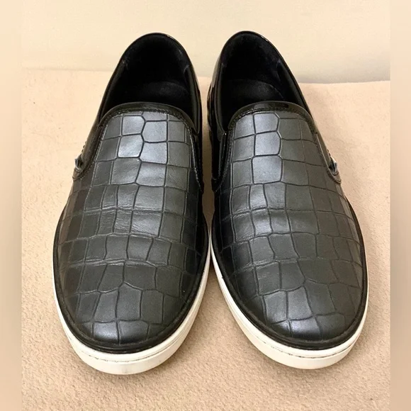 Jimmy Choo Men’s Grove Crocodile Embossed Black leather Slip On Sneaker SZ 43/10
